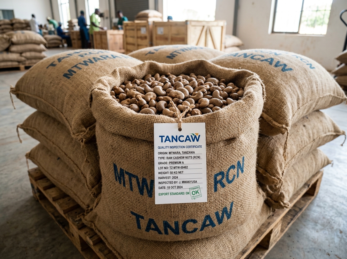 Premium Tanzanian raw cashew nuts from Mtwara prepared for export